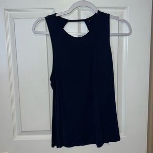 Blue workout tank with cute back opening